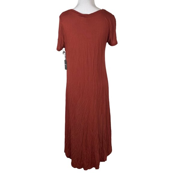 Forever 21 Womens Rust Knot-Front High-Low Tunic Top Size S Rayon - Picture 2 of 5